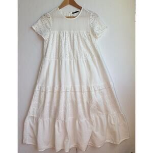 Zara Tiered Midi Dress White Size Small